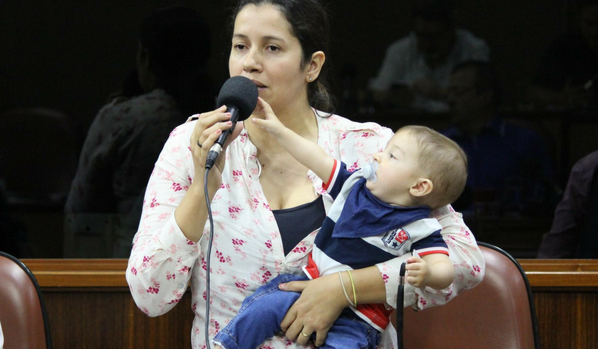 Vereadora Denise Pessa/PT, com seu filho Eduardo